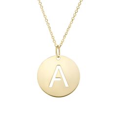 14k Yellow Gold Polished Initial A on a 14k Yellow Gold Chain