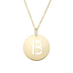 14k Yellow Gold Polished Initial B on a 14k Yellow Gold Chain