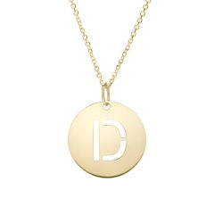 14k yellow gold polished initial D on a 14k yellow gold chain