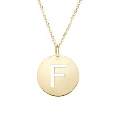 14k yellow gold polished initial F on a 14k yellow gold chain