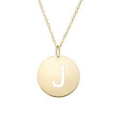 14k yellow gold polished initial J on a 14k yellow gold chain