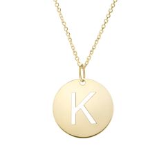 14k yellow gold polished initial K on a 14k yellow gold chain