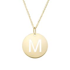 14k yellow gold polished initial M on a 14k yellow gold chain