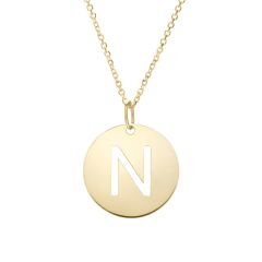 14k yellow gold polished initial N on a 14k yellow gold chain