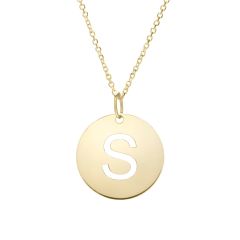 14K yellow gold polished initial S on a 14k yellow gold chain