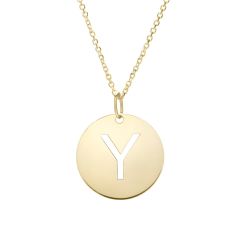 14k yellow gold polished initial Y on a 14k yellow gold chain