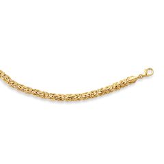 14kt 18" Yellow Gold Shiny Byzantine Fancy Necklace with Pear Shape Clasp SLB200-18