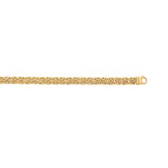 14kt 20" Yellow Gold 7.2mm Shiny ByzantineFancy Necklace with Pear Shape Clasp SLB201-20