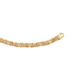 14kt 20" Yellow Gold Shiny Byzantine Fancy Necklace with Pear Shape Clasp SLB202-20