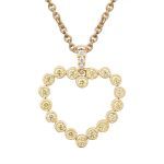 18K Yellow Gold Diamond Heart Pendant. Center 18 round yellow diamonds 0.27ct  with 4 round diamonds 0.02ct tw.   Total diamond weight 0.29cts
