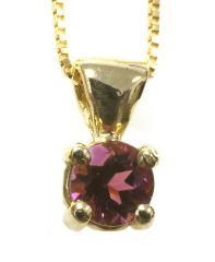 4MM Pink Tourmaline Pendant Necklace in 14K Yellow Gold SPN00049