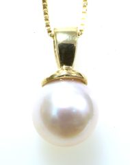 7mm Pearl Pendant Necklace in 14K Yellow Gold HB05358