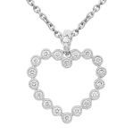 18 karat white gold with 22 round diamonds 0.27 carats total weight heart shaped pendant.