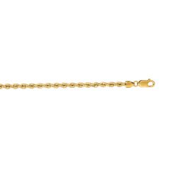 14kt 30" Yellow Gold Diamond Cut Solid Rope Chain with Lobster Clasp SR023-30