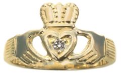 14K Yellow Gold Diamond Claddagh Ring HB00540DI