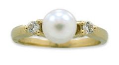 14K Yellow Gold Diamond and Pearl Ring HB01709PL