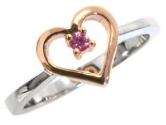 14K Two Tone Pink Sapphire Heart-Shaped Ring HB2014SAP