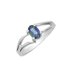 Sterling Silver Oval Rainbow Topaz Ring HB14340RTSS