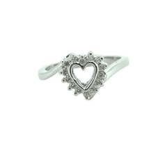 Sterling Silver Diamond Open Heart Ring