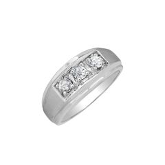 Sterling Silver Men's Ring with 3 Round Diamond 0.50cttw HB02080DISS