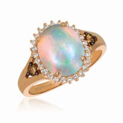 Le Vian Chocolatier® Ring featuring 1  5/8 cts. Neopolitan Opal™, 1/8 cts. Chocolate Diamonds® , 1/5 cts. Vanilla Diamonds®  set in 14K Strawberry Gold®