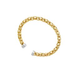 14K Yellow Gold .28CT Diamond Processco Cuff Bracelet TBG8224