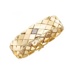14K Yellow Gold 7.5 inch .17CT Diamond Wide Bracelet with Box Clasp TRC6878-0750