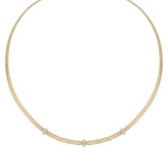 14K Yellow Gold 17" .13CT Diamond Basketweave Necklace TRC9807-17