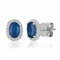 Le Vian® Earrings featuring 1 cts. Blueberry Sapphire™, 1/8 cts. Vanilla Diamonds®  set in 14K Vanilla Gold®