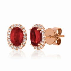 Le Vian® Earrings featuring 7/8 cts. Passion Ruby™, 1/8 cts. Vanilla Diamonds®  set in 14K Strawberry Gold®