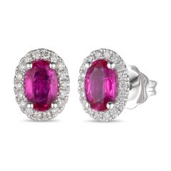 Le Vian® Earrings featuring 7/8 cts. Passion Ruby™, 1/8 cts. Vanilla Diamonds®  set in 14K Vanilla Gold®