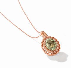 Le Vian Creme Brulee® Pendant featuring 4  3/4 cts. Mint Julep Quartz™, 1/5 cts. Nude Diamonds™  set in 14K Strawberry Gold®