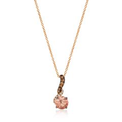 Le Vian Chocolatier® Pendant featuring 1/2 cts. Peach Morganite™, 1/15 cts. Chocolate Diamonds® , Vanilla Diamonds®  set in 14K Strawberry Gold®