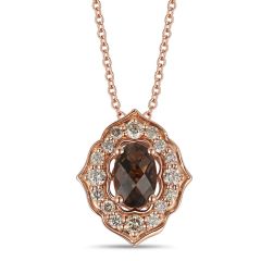 Le Vian Creme Brulee® Pendant featuring 3/8 cts. Chocolate Quartz®, 1/5 cts. Nude Diamonds™  set in 14K Strawberry Gold®