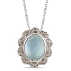 Le Vian Creme Brulee® Pendant featuring 3 cts. Blue Topaz + White Shell, 1/5 cts. Nude Diamonds™  set in 14K Vanilla Gold®