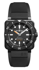 Bell & Ross Auto Black Diver Ceramis Rubber Strap Watch 