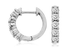 small 14k white gold diamond hoop earrings