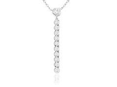 14K white gold diamond bar pendant necklace