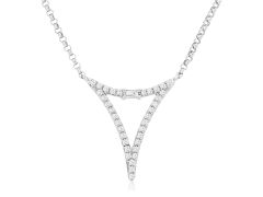 14K white gold diamond triangle pendant necklace 
