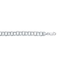 14kt 8" White Gold Diamond Cut Double Link Charm Bracelet with Lobster Clasp WCB125-08