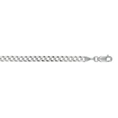 14kt 30" White Gold Diamond Cut Comfort Curb Chain with Lobster Clasp WCRB100-30