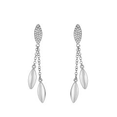 14Kt White Gold 0.26ct Diamond Puff Marqui S Element On Oval Link Fancy Drop Earring with Push Clasp WER4772