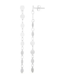 14kt White Gold 55x3mm Polished Single Strand Drop Pebble Earring with Push Back Clasp WER8937