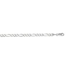 14kt 24" White Gold 3.8mm Diamond Cut Alternate 3+1 Classic Figaro Chain with Lobster Clasp WFIG100-24  