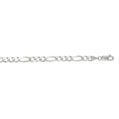 14kt 24" White Gold Diamond Cut Alternate 3+1 Classic Figaro Chain with Lobster Clasp  WFIG120-24