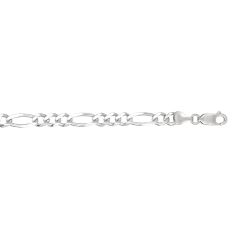 14kt 24" White Gold Diamond Cut Alternate 3+1 Classic Figaro Chain with Lobster Clasp  WFIG140-24