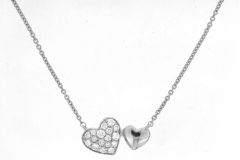14K White Gold Heart Shaped Diamond Cluster Pendant Necklace
