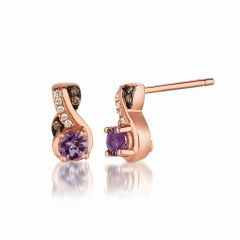 Le Vian Chocolatier® Earrings featuring 1/3 cts. Cotton Candy Amethyst®, 1/20 cts. Chocolate Diamonds® , Vanilla Diamonds®  set in 14K Strawberry Gold®