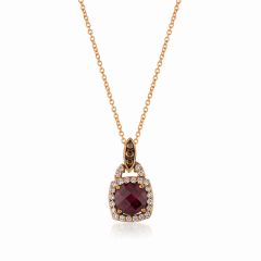 Le Vian Chocolatier® Pendant featuring 1  1/5 cts. Raspberry Rhodolite®, 1/20 cts. Chocolate Diamonds® , 1/5 cts. Vanilla Diamonds®  set in 14K Strawberry Gold®