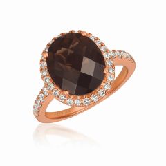 Le Vian Creme Brulee® Ring featuring 4  1/4 cts. Chocolate Quartz®, 1/2 cts. Nude Diamonds™  set in 14K Strawberry Gold®